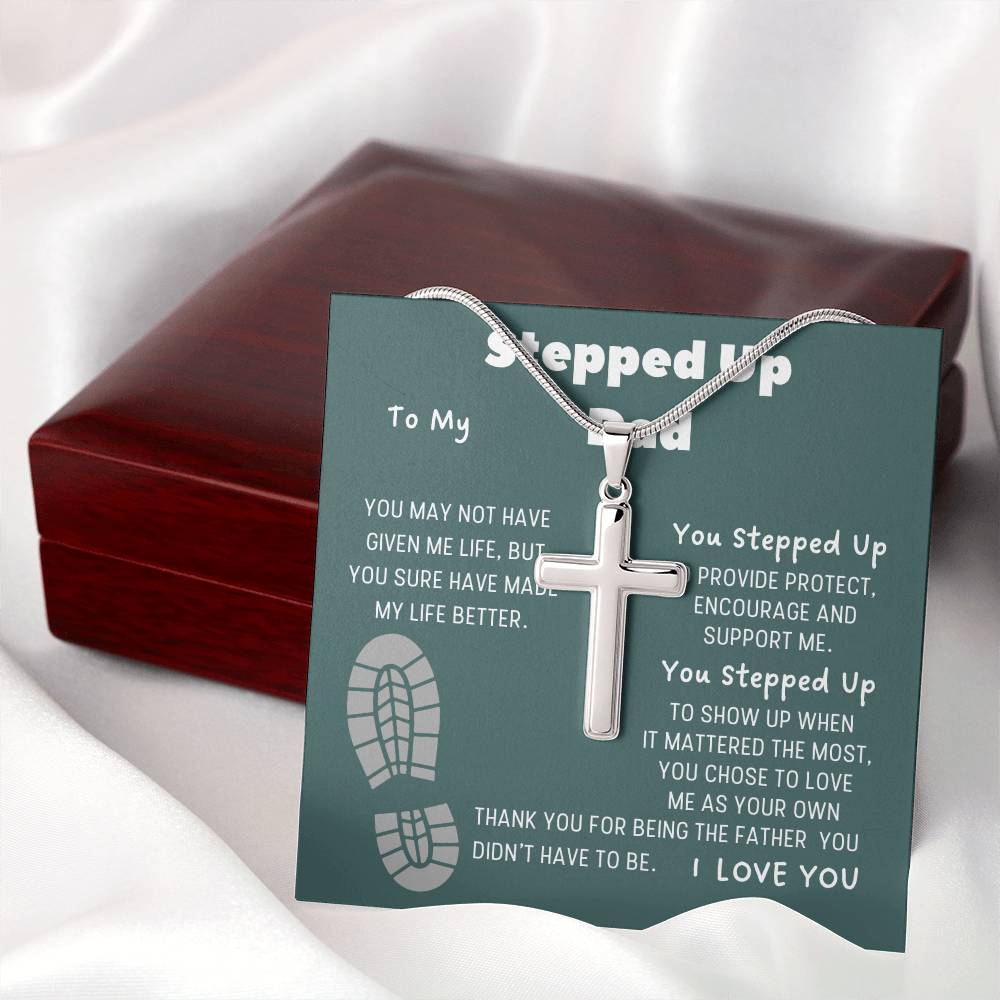 Stepped Up Dad | Stainless Cross Necklace