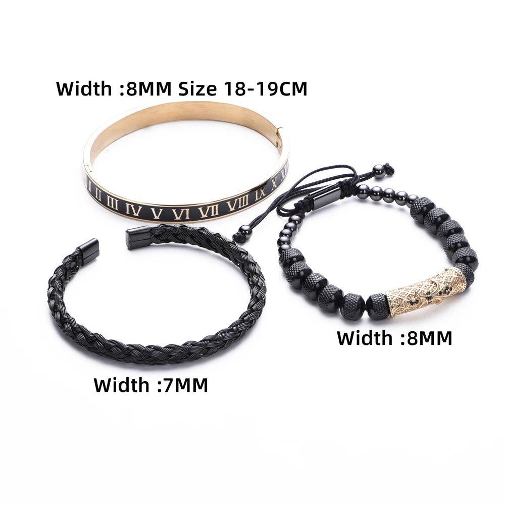 Men's Luxury 3pcs Roman Elegance Bracelet