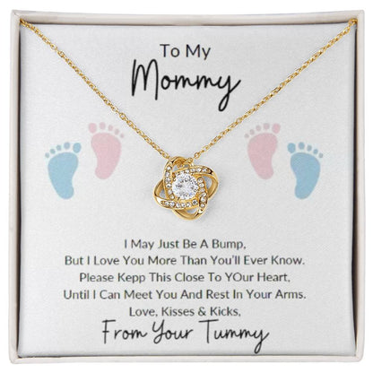 Mommy To Be| Baby Feet | Love Knot Necklace | Mother's Day Gift