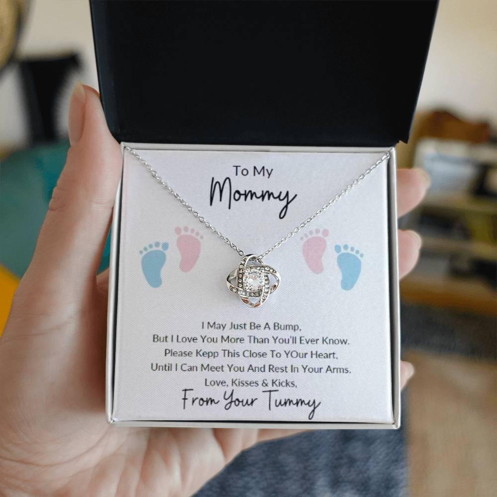 Mommy To Be| Baby Feet | Love Knot Necklace | Mother's Day Gift