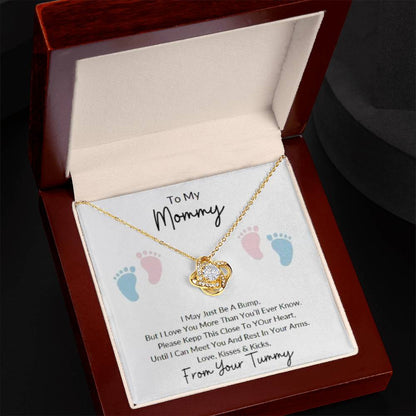Mommy To Be| Baby Feet | Love Knot Necklace | Mother's Day Gift
