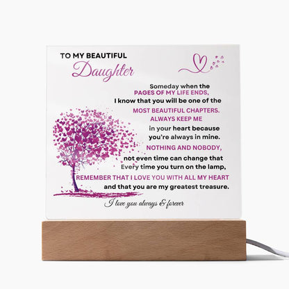 To My Beautiful Daughter "Someday when the pages of my life end" Love, Mom Acrylic with Base