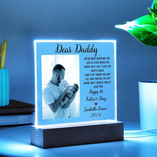 Dear Daddy 1st Father's Day| Personalized Acrylic Square Plaque