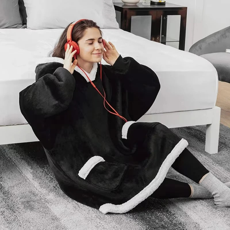 Warm Fleece Hoodie Blanket