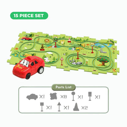PuzzleRacer Educational Car Track Set